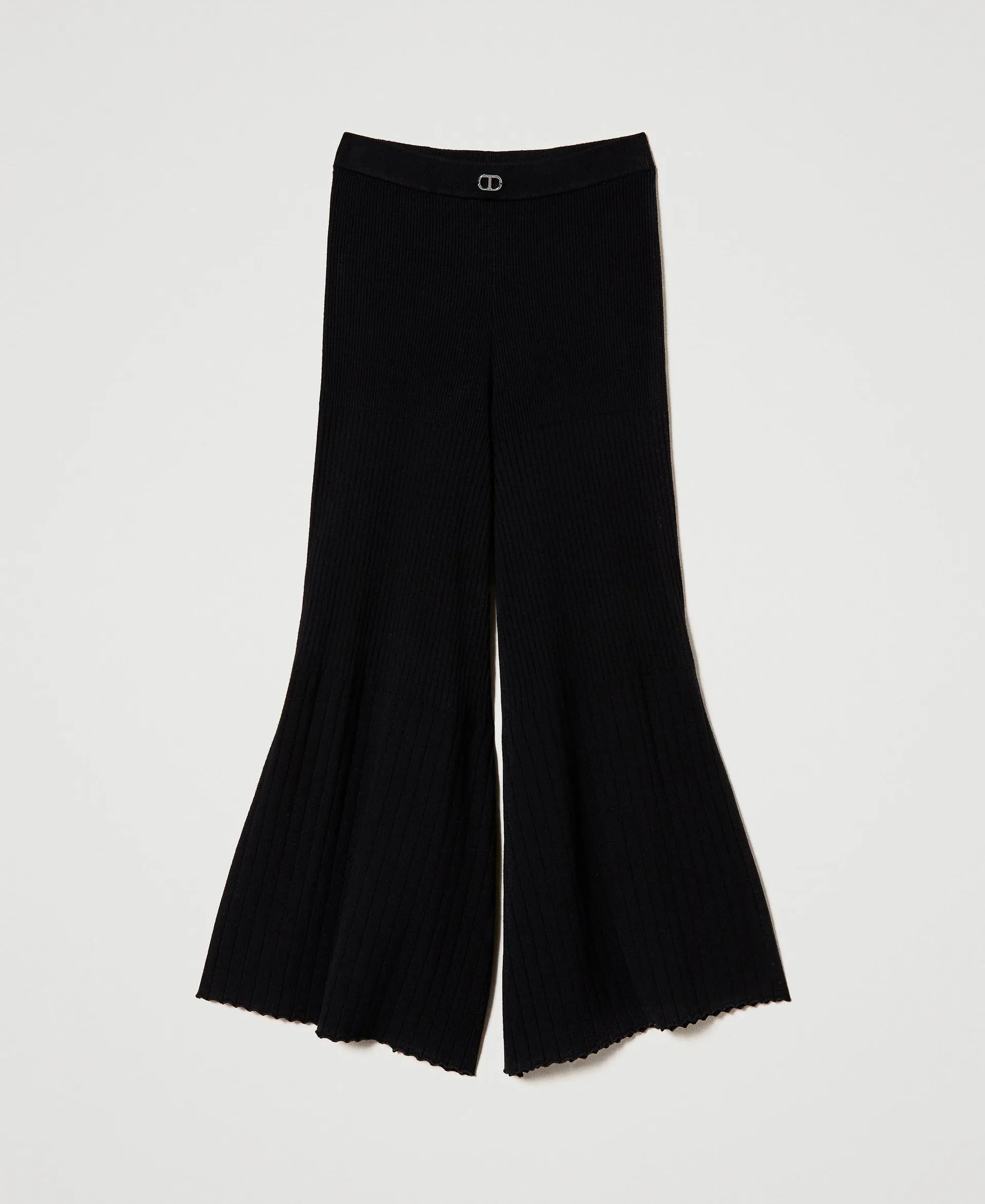 Pantalon palazzo en maille plissée