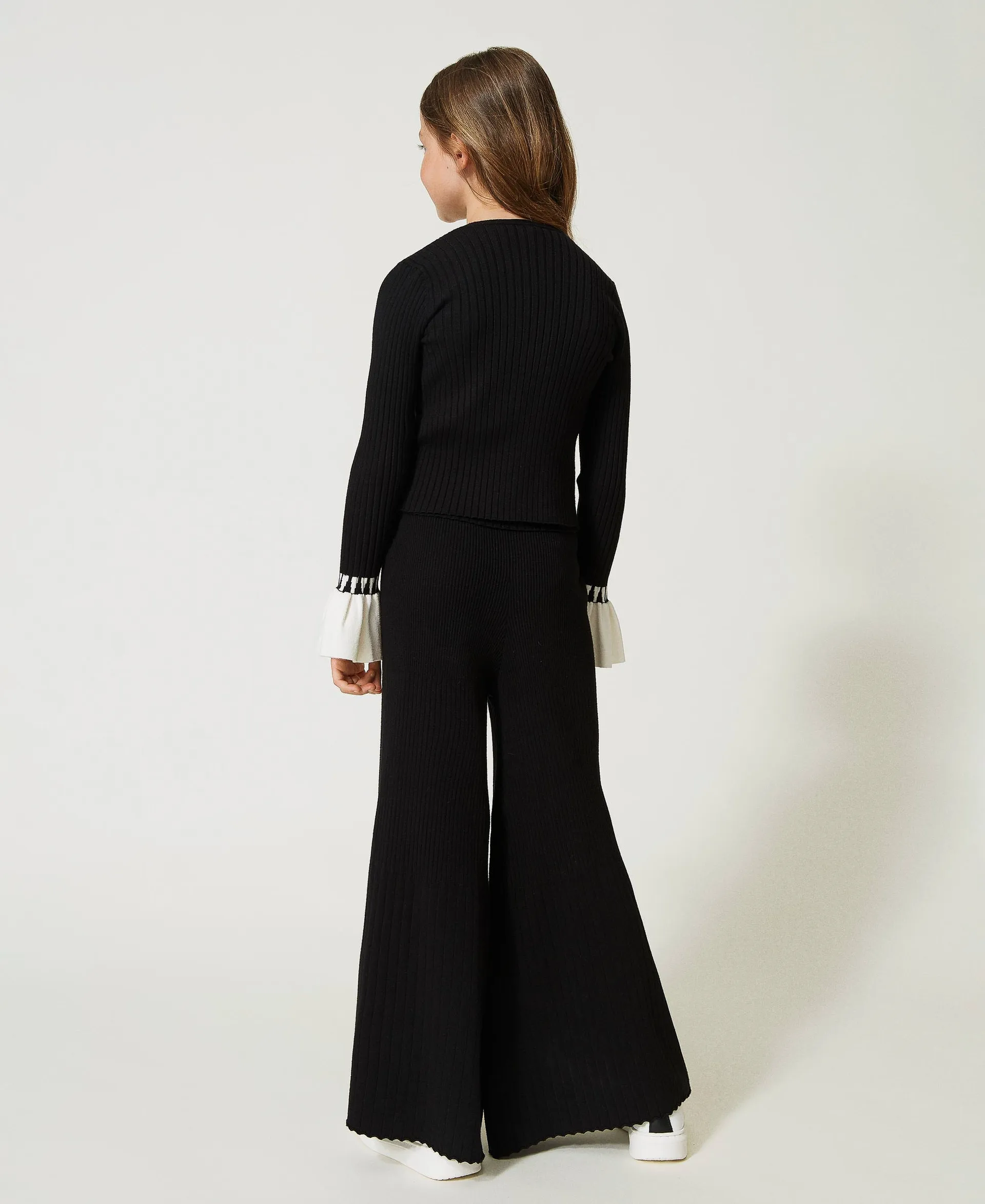 Pantalon palazzo en maille plissée