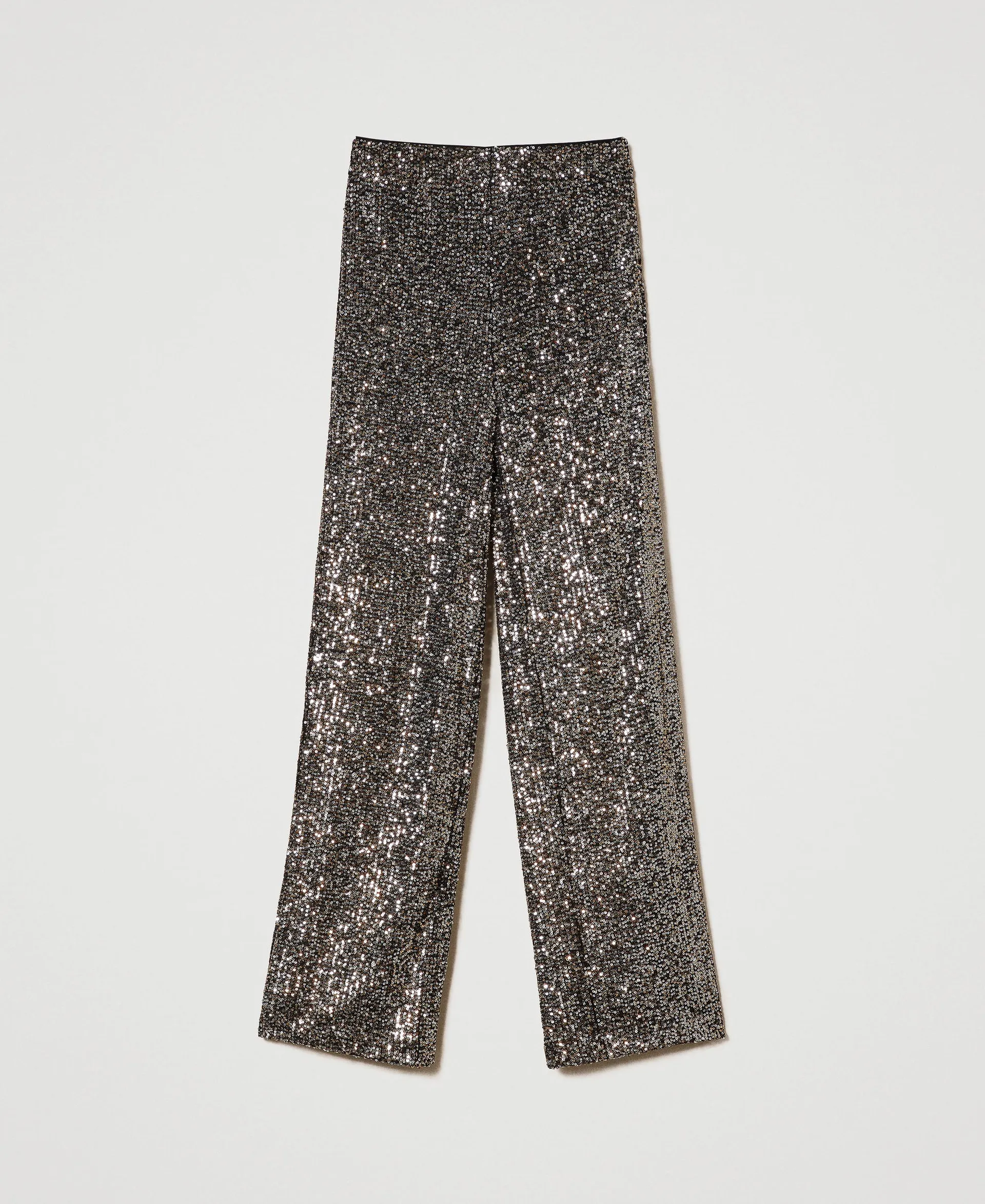 Pantalon palazzo entièrement orné de sequins