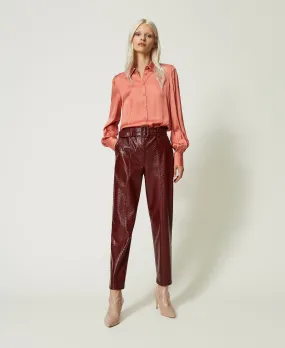 Pantalon taille haute avec texture animalière