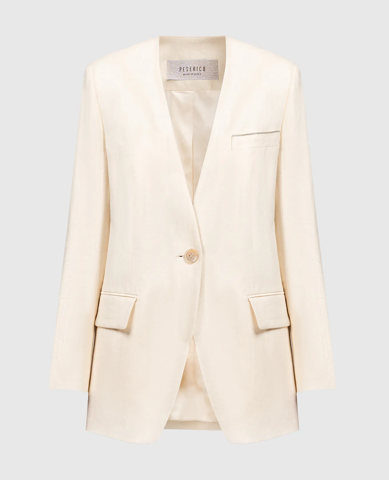 Peserico Beige linen jacket with monil chain