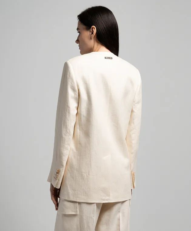 Peserico Beige linen jacket with monil chain