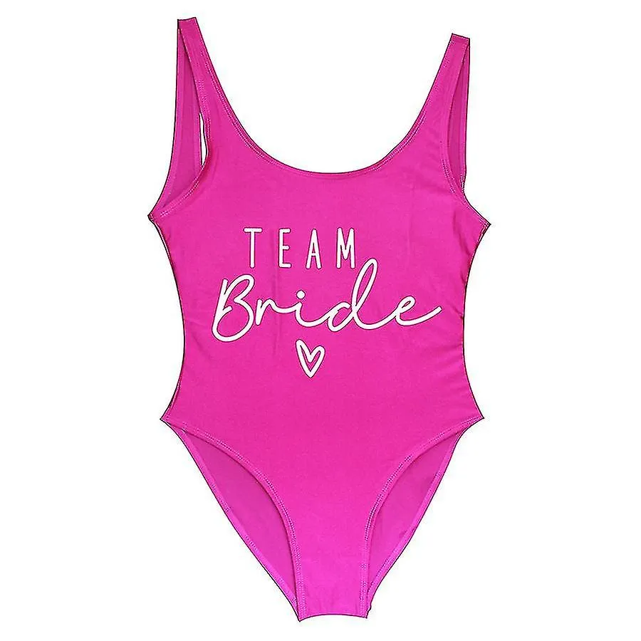 S-3xl Gold Print Team Bride One-piece Swimsuit Squad Women Swimwear Bachelorette Party Swimsuit Summer Beatchwear Bathing Suit