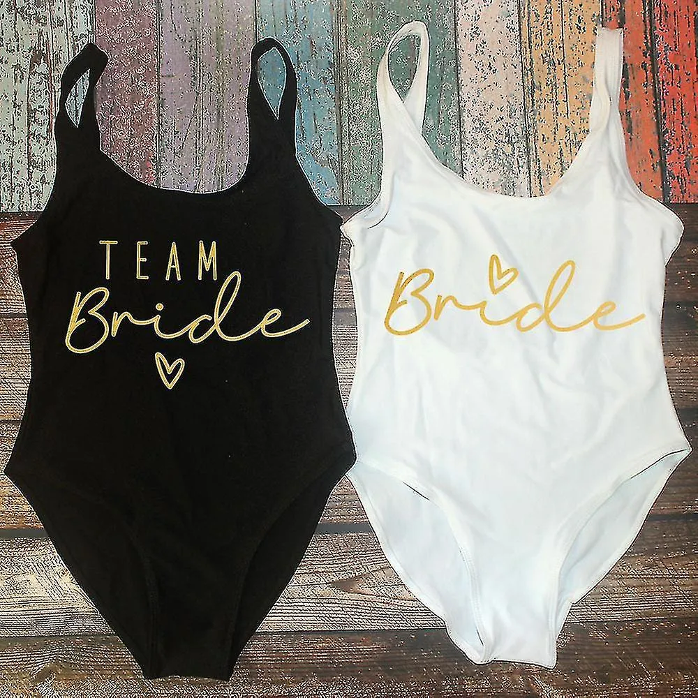 S-3xl Gold Print Team Bride One-piece Swimsuit Squad Women Swimwear Bachelorette Party Swimsuit Summer Beatchwear Bathing Suit