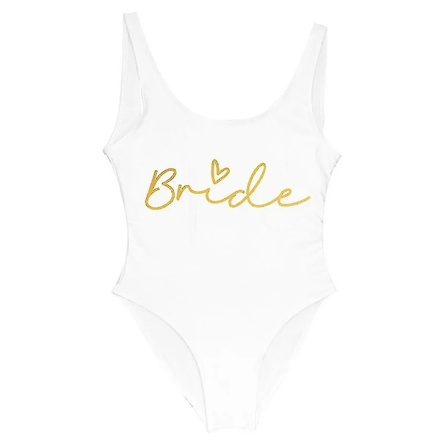 S-3xl Gold Print Team Bride One-piece Swimsuit Squad Women Swimwear Bachelorette Party Swimsuit Summer Beatchwear Bathing Suit