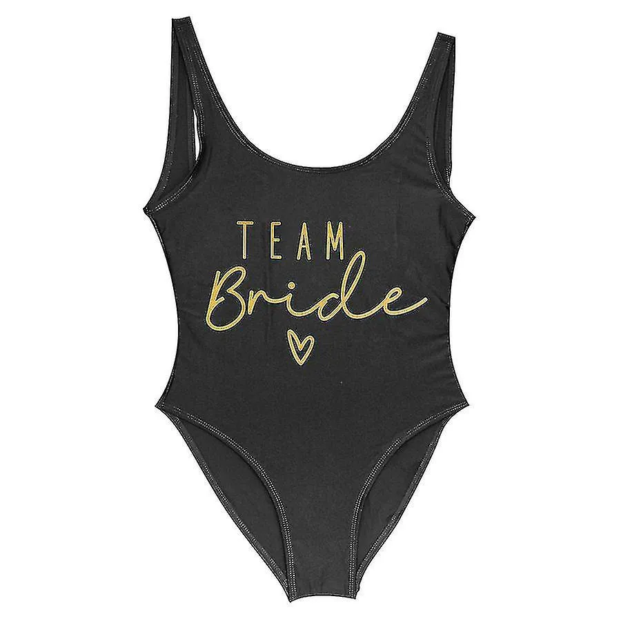 S-3xl Gold Print Team Bride One-piece Swimsuit Squad Women Swimwear Bachelorette Party Swimsuit Summer Beatchwear Bathing Suit