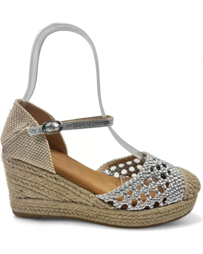 Sandalias TIMBOS  de Mujer SANDALIA CUNA ESPARTO MUJER PLATA 130181  PLATEADO