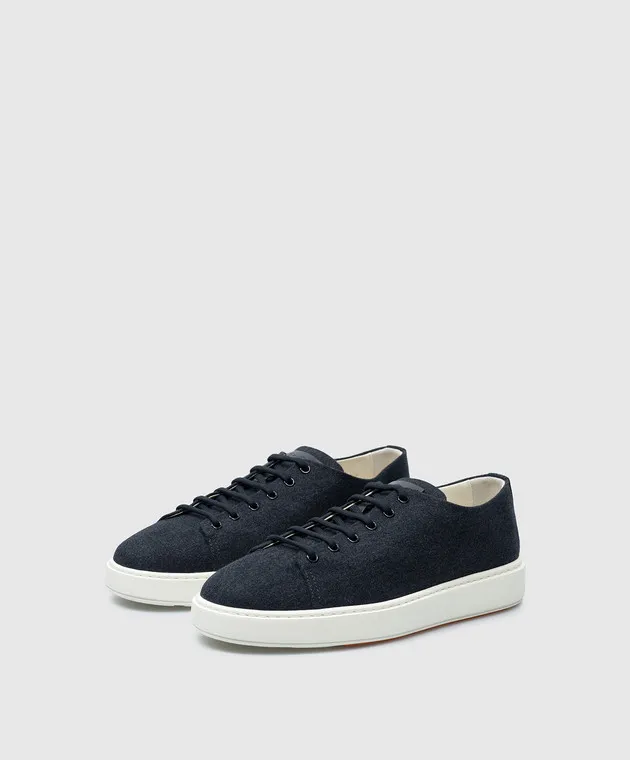 Santoni Blue sneakers with textured logo