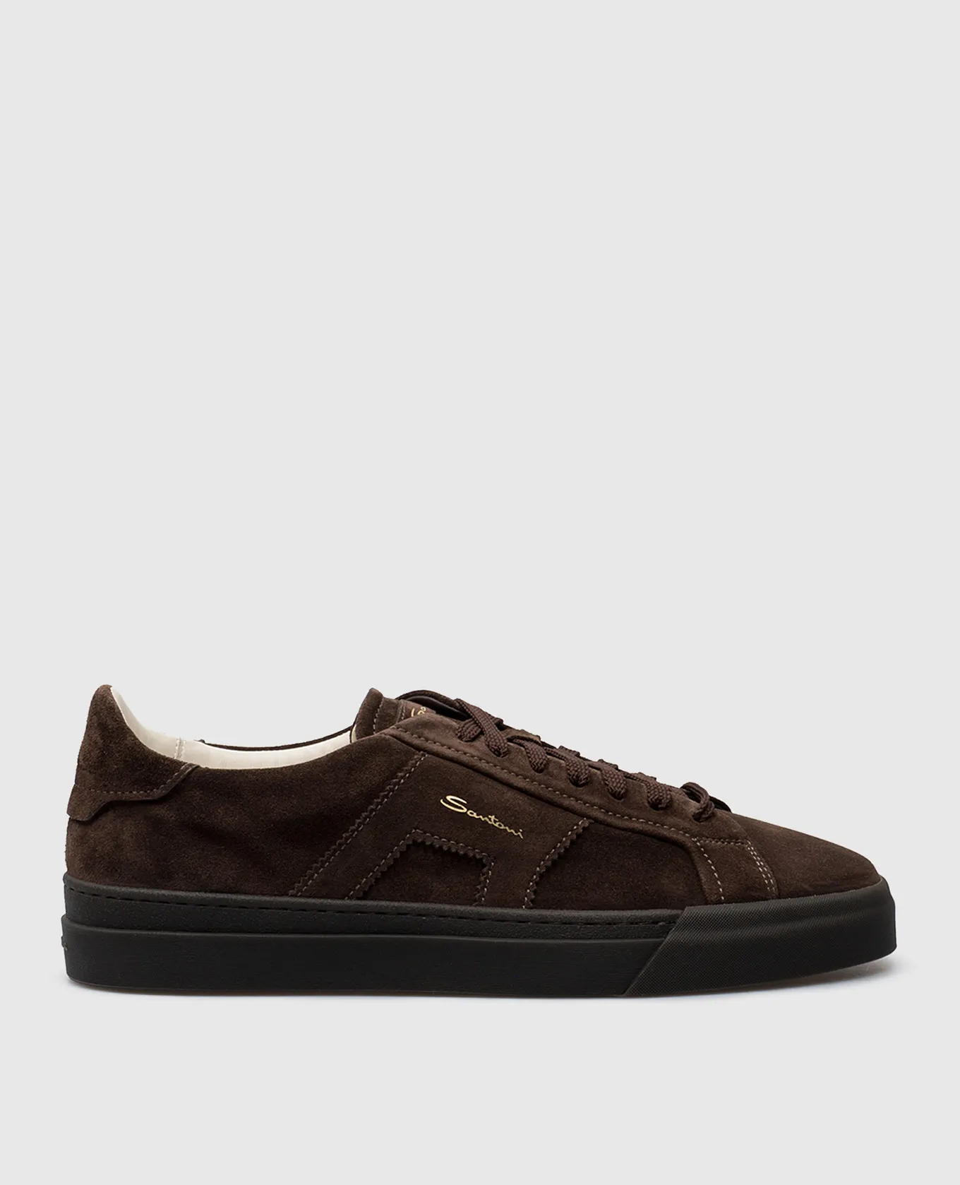 Santoni Brown suede logo sneakers