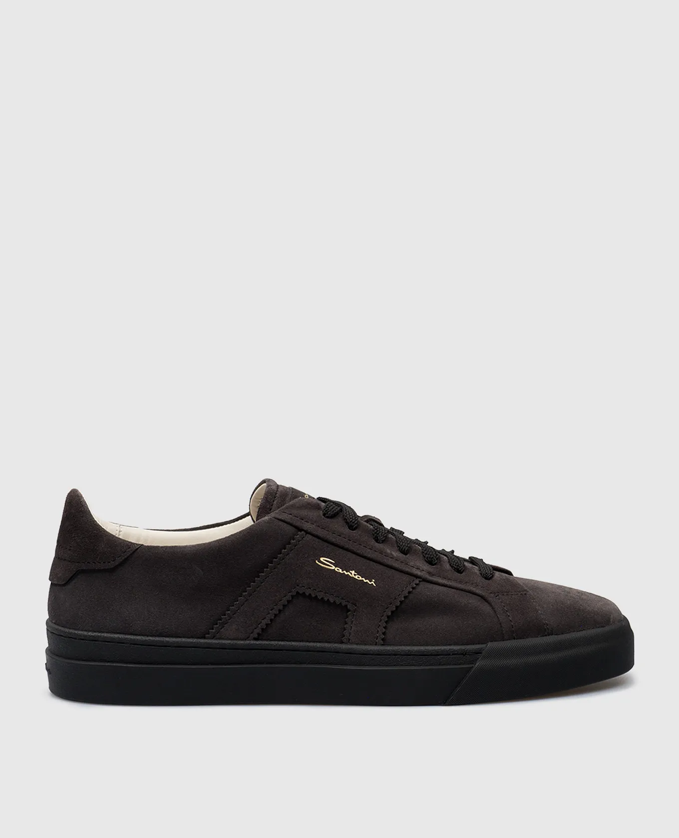 Santoni Gray suede sneakers with logo