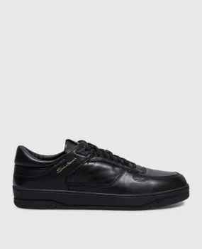 Santoni Sneak-Air logo sneakers in black leather