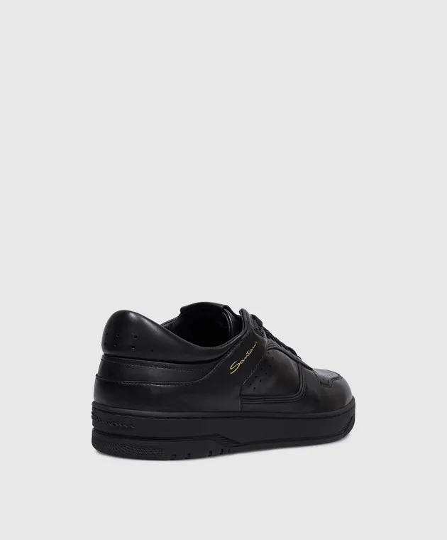 Santoni Sneak-Air logo sneakers in black leather