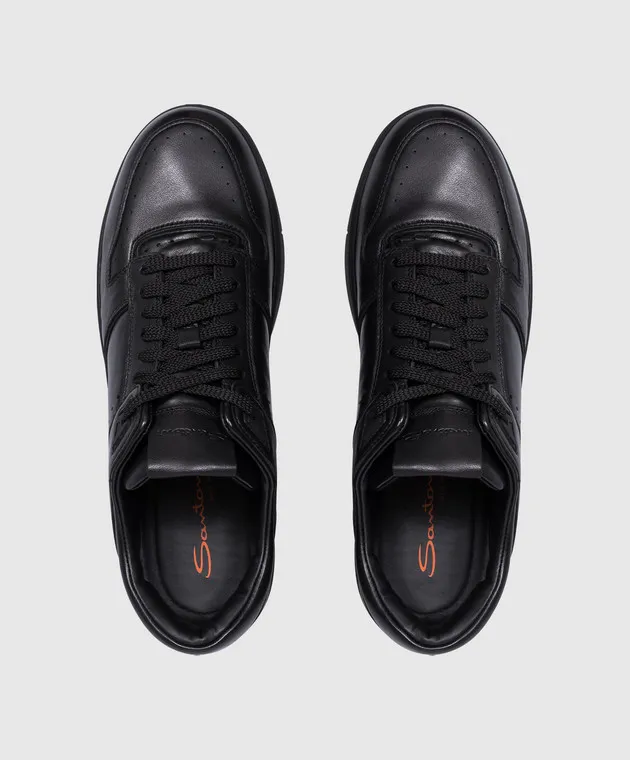 Santoni Sneak-Air logo sneakers in black leather