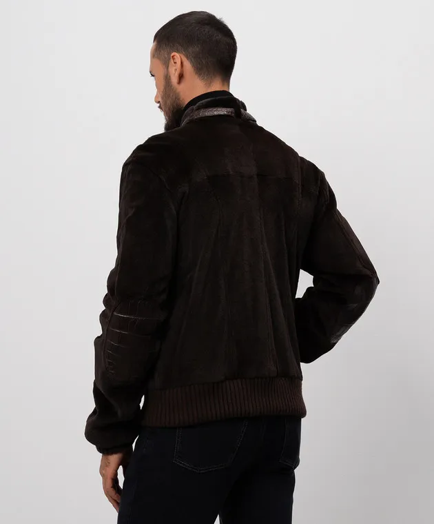 Shiro Brown jacket made of mink fur and crocodile skin