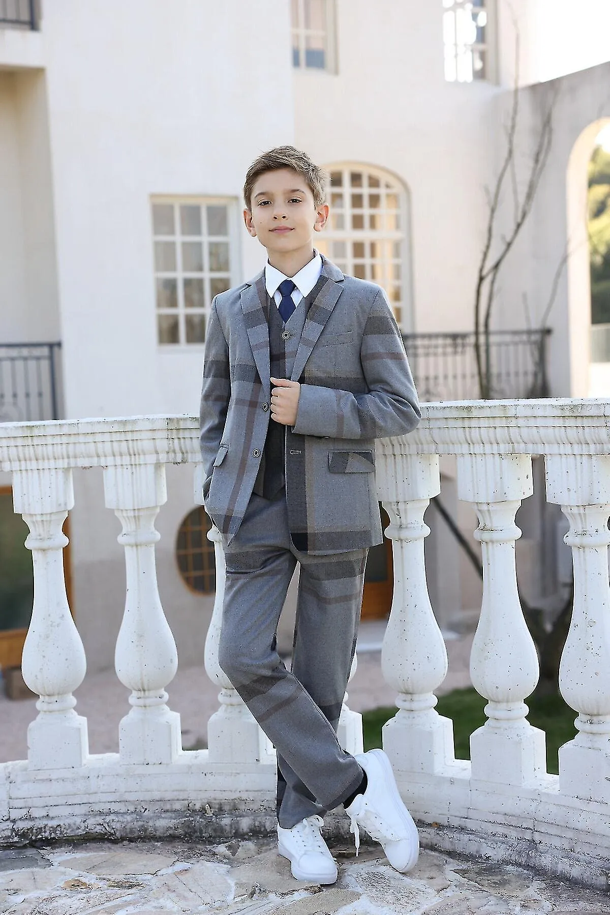 Sliktaa Boys 3Pce Plaid Tuxedo Wedding Suit