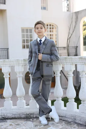 Sliktaa Boys 3Pce Plaid Tuxedo Wedding Suit