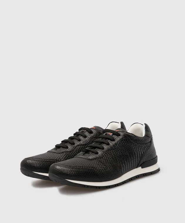 Stefano Ricci Children's black leather sneakers