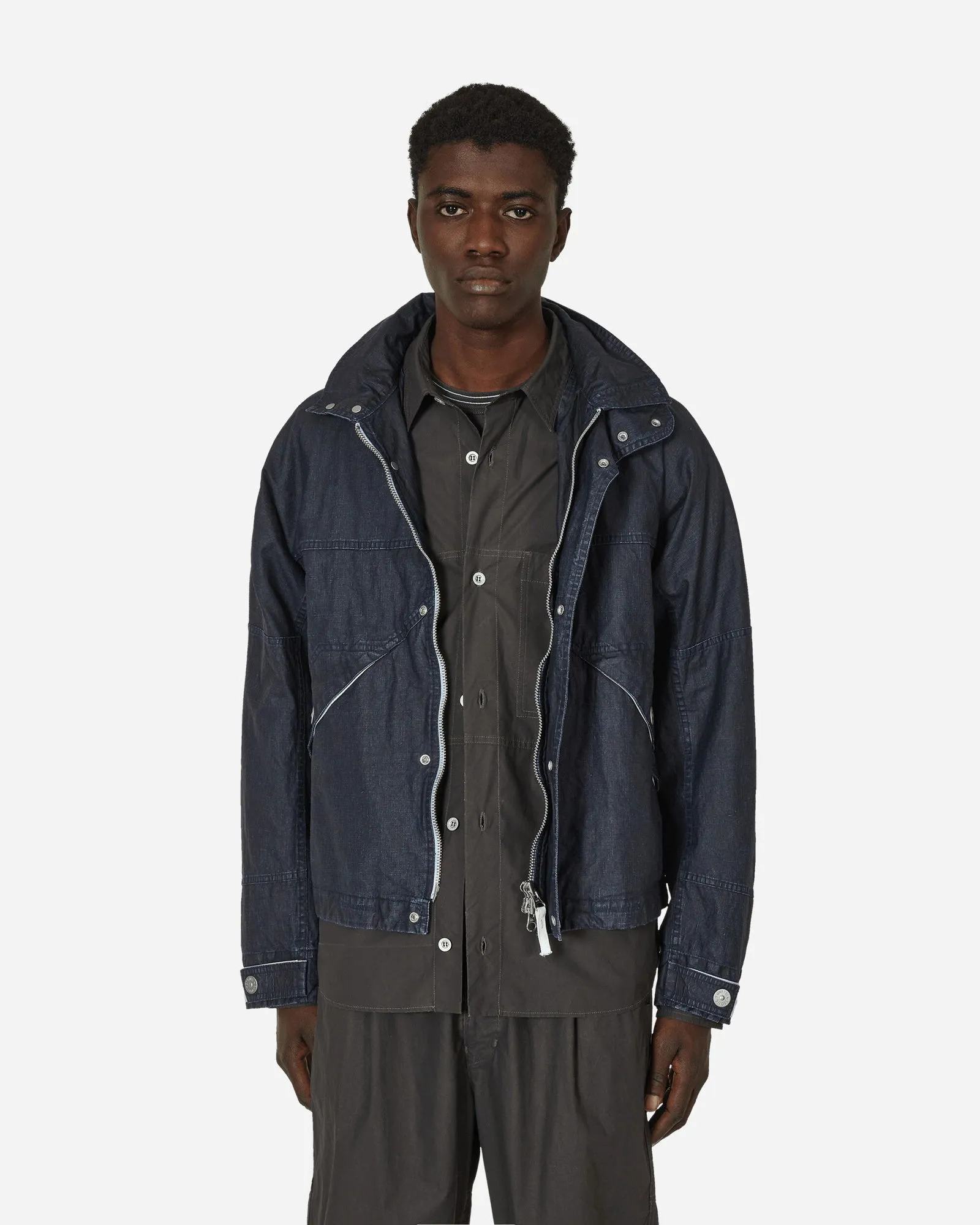 Stone Island Marina Raw Pleated Linen Hooded Jacket