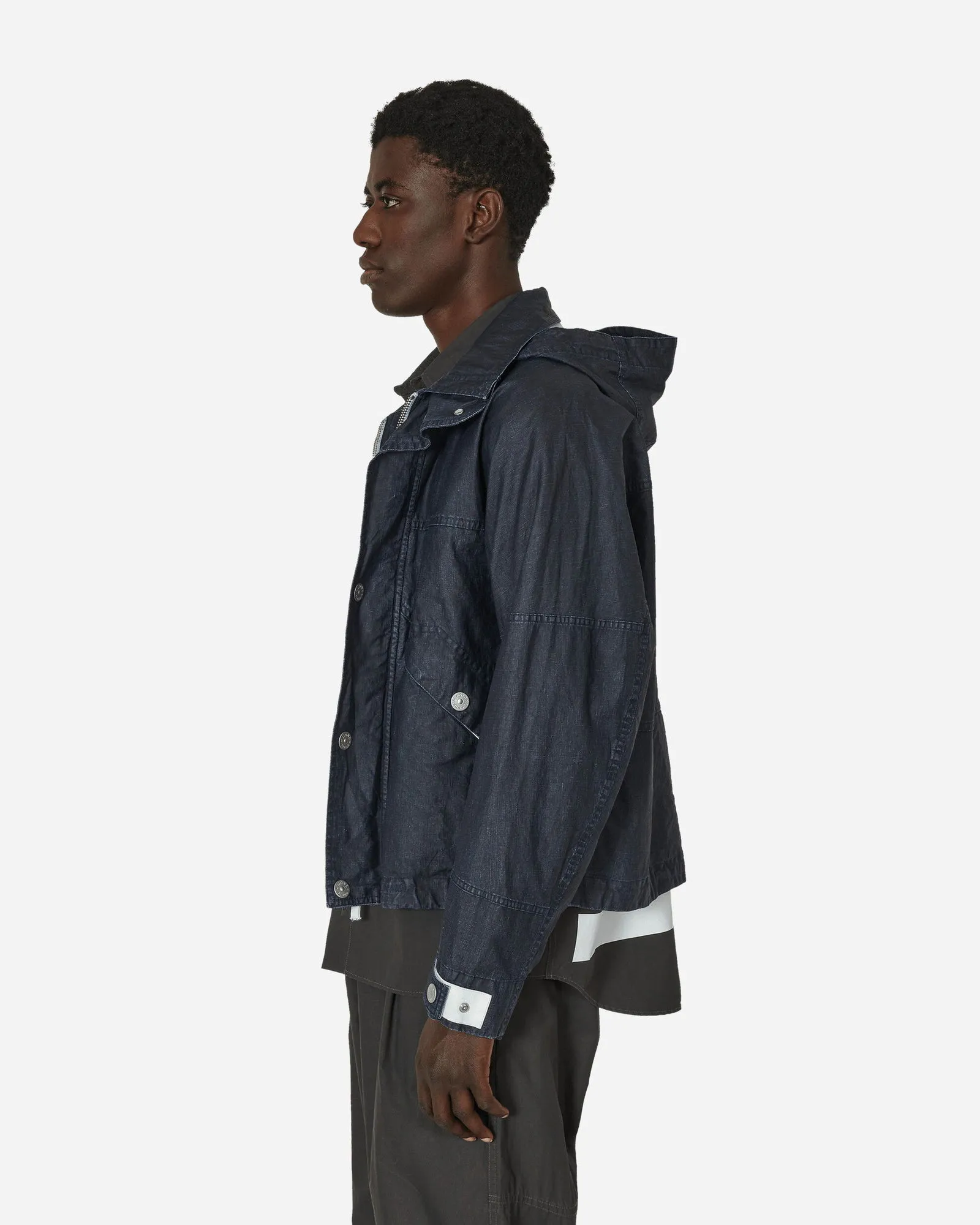 Stone Island Marina Raw Pleated Linen Hooded Jacket