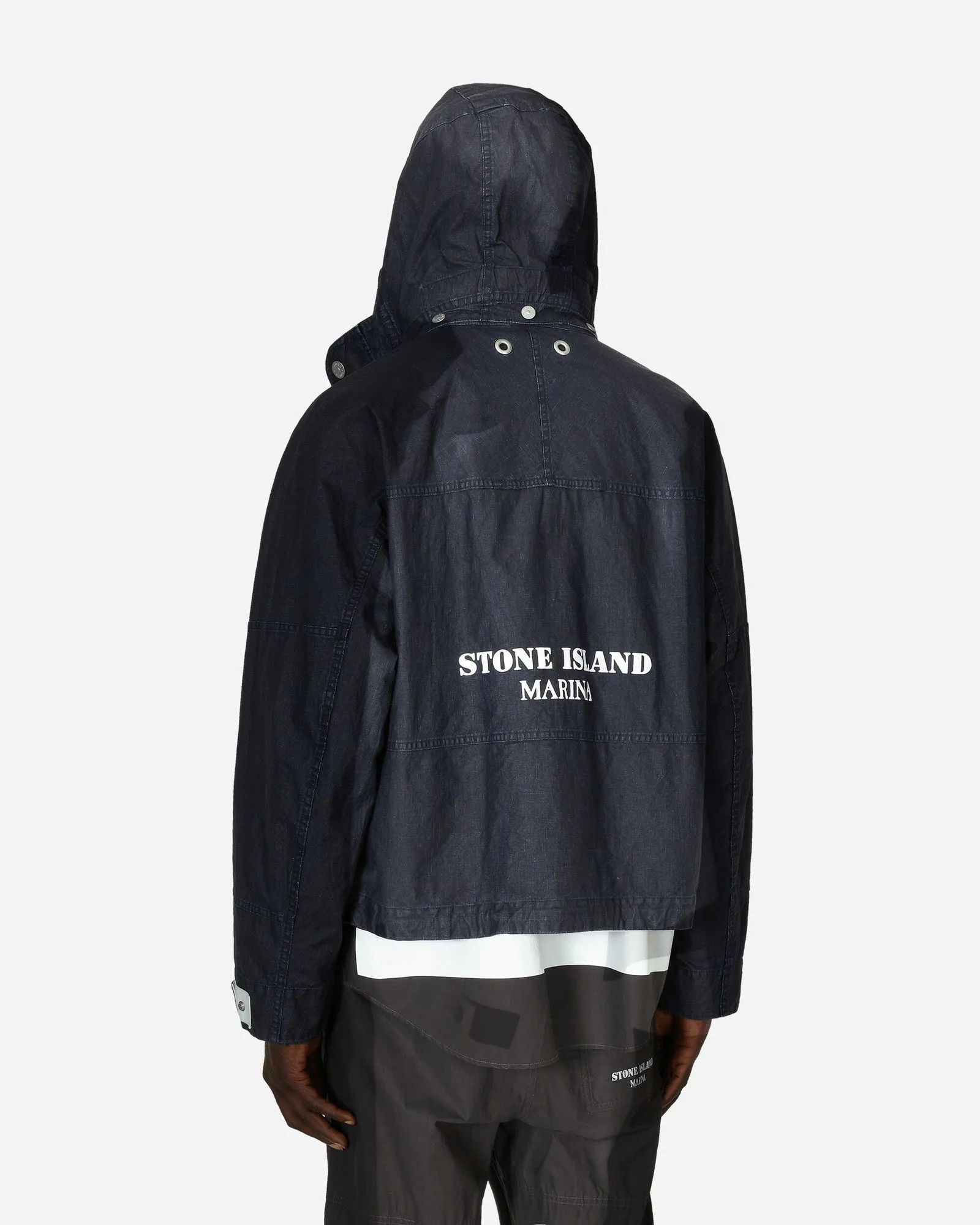 Stone Island Marina Raw Pleated Linen Hooded Jacket