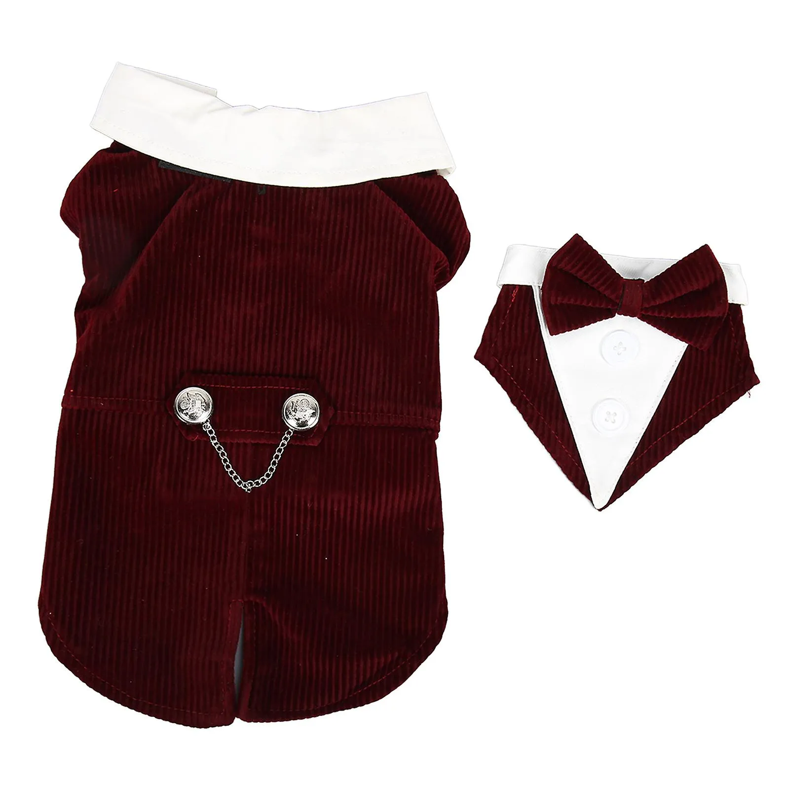 Stylish Jujube Red Dog Wedding Suit - Elegant Formal Tuxedo for Pet Wedding Party (Size M)