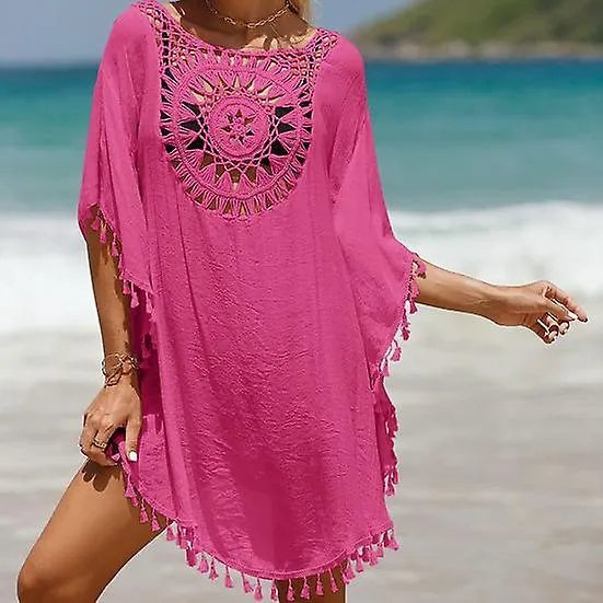 Swimsuit Cover Up Hollow Sun Protection Breathable Fashion Round Neck Bathing Suit Cover Up Dress Swimming Supplies