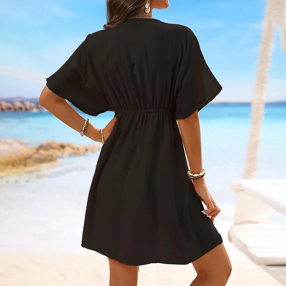 Swimsuit Coverups for Women Lace Beach Cover Up Bathing Suit Swim Dress Black L