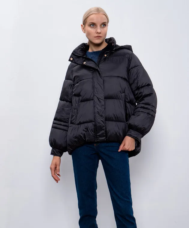 Twinset Black quilted jacket with logo