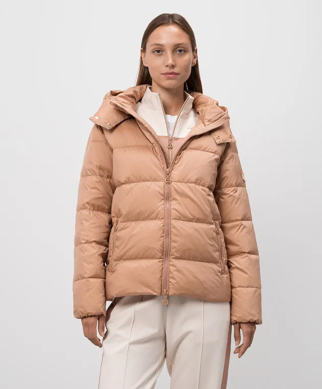 Twinset Brown down jacket with logo patch