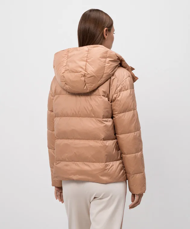 Twinset Brown down jacket with logo patch