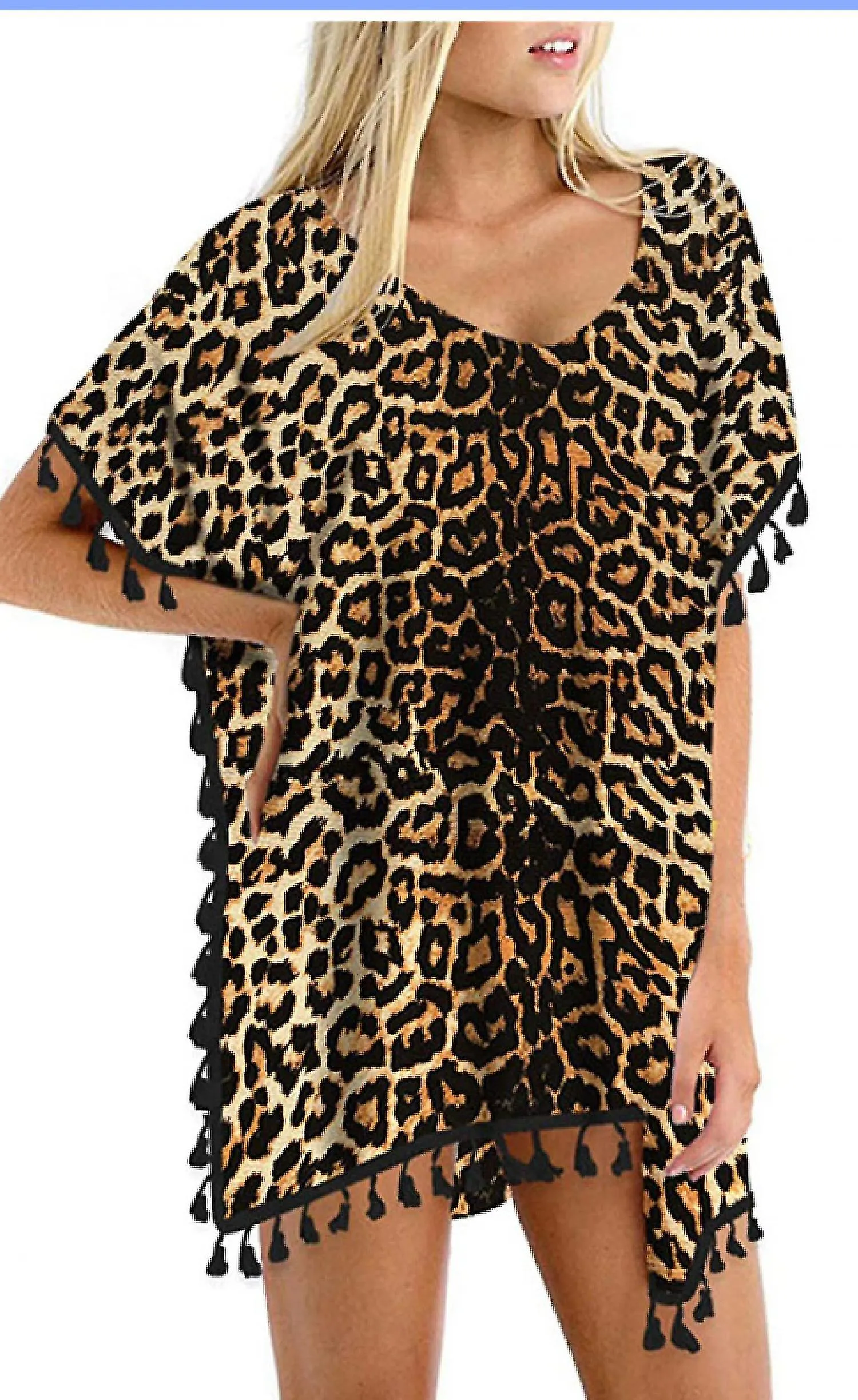 Women's Chiffon Swimsuit Beach Bathing Suit Cover Ups For Swimwear --- Leopard Print Osize S