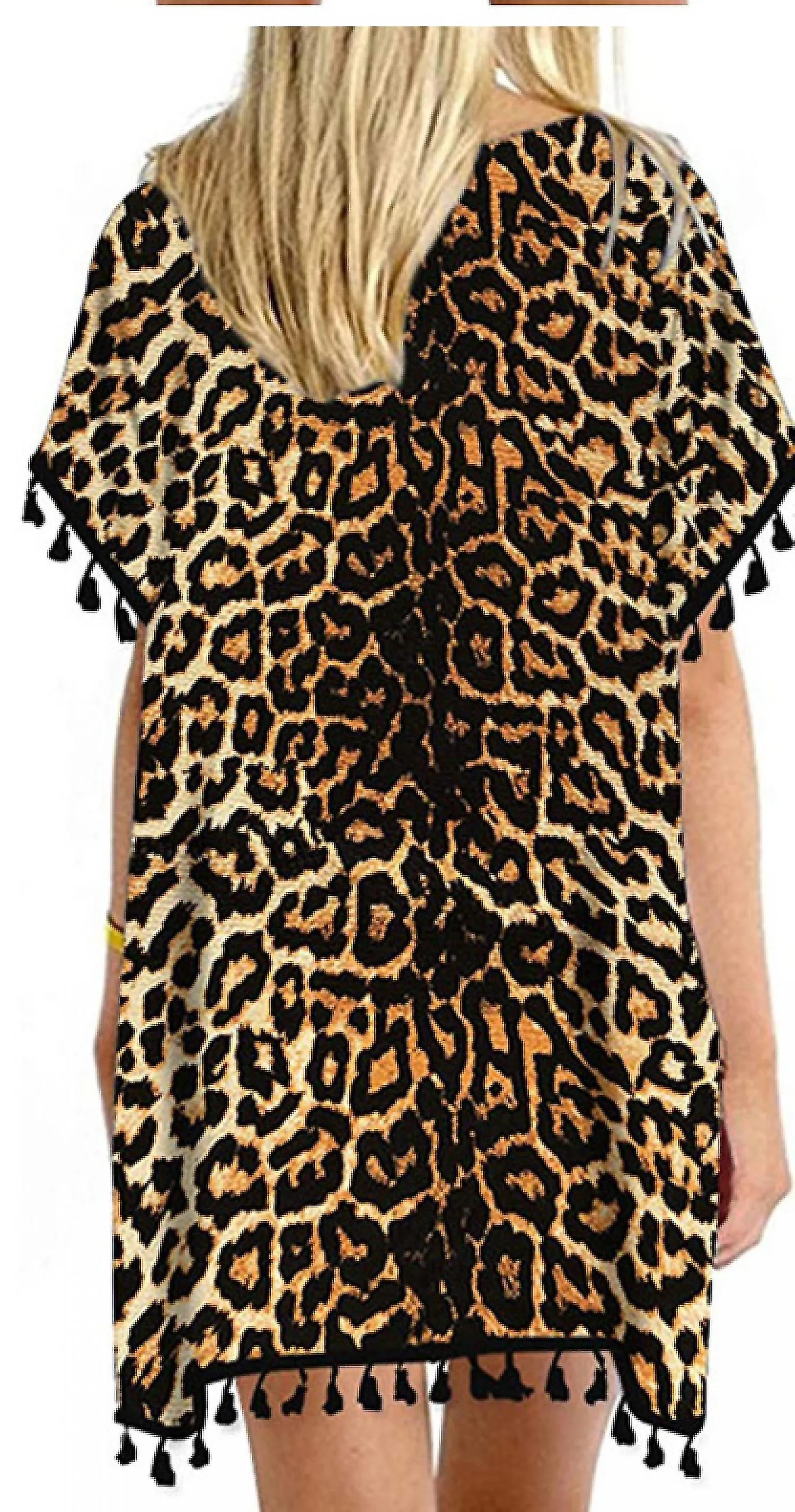 Women's Chiffon Swimsuit Beach Bathing Suit Cover Ups For Swimwear --- Leopard Print Osize S