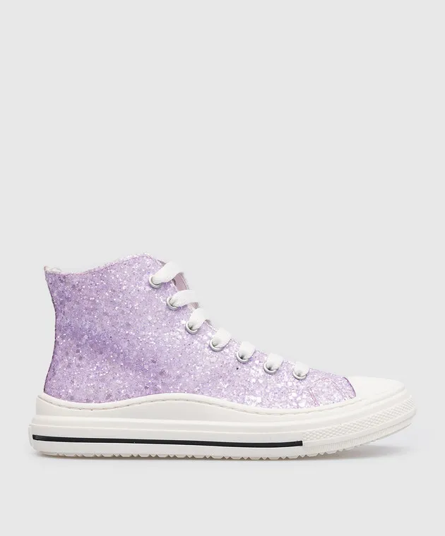 Zecchino D'oro Children's purple sneakers with glitter