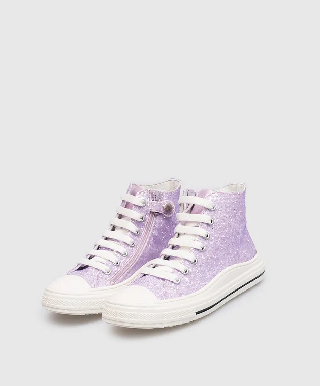 Zecchino D'oro Children's purple sneakers with glitter