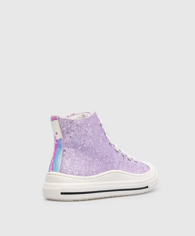 Zecchino D'oro Children's purple sneakers with glitter