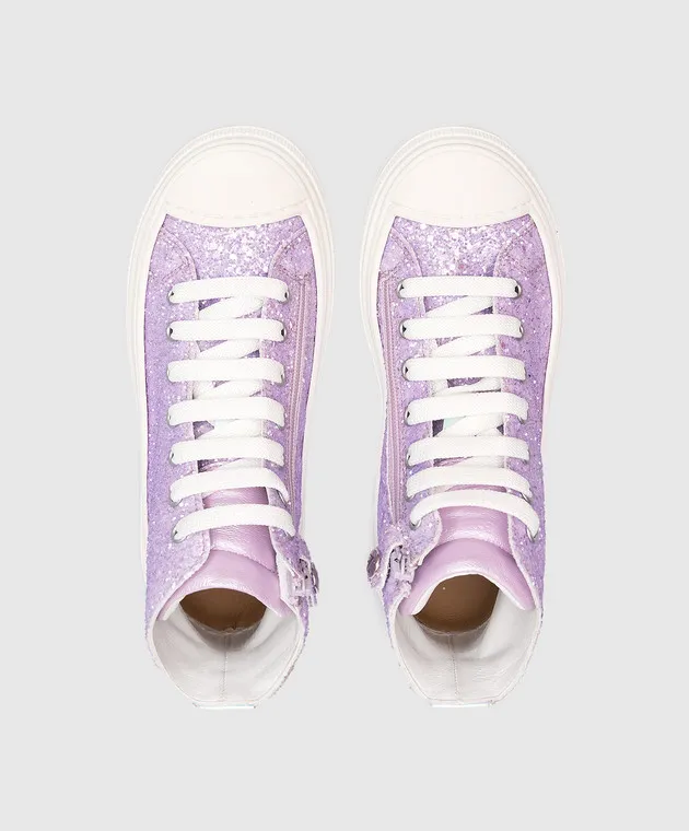 Zecchino D'oro Children's purple sneakers with glitter