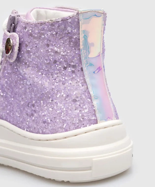 Zecchino D'oro Children's purple sneakers with glitter